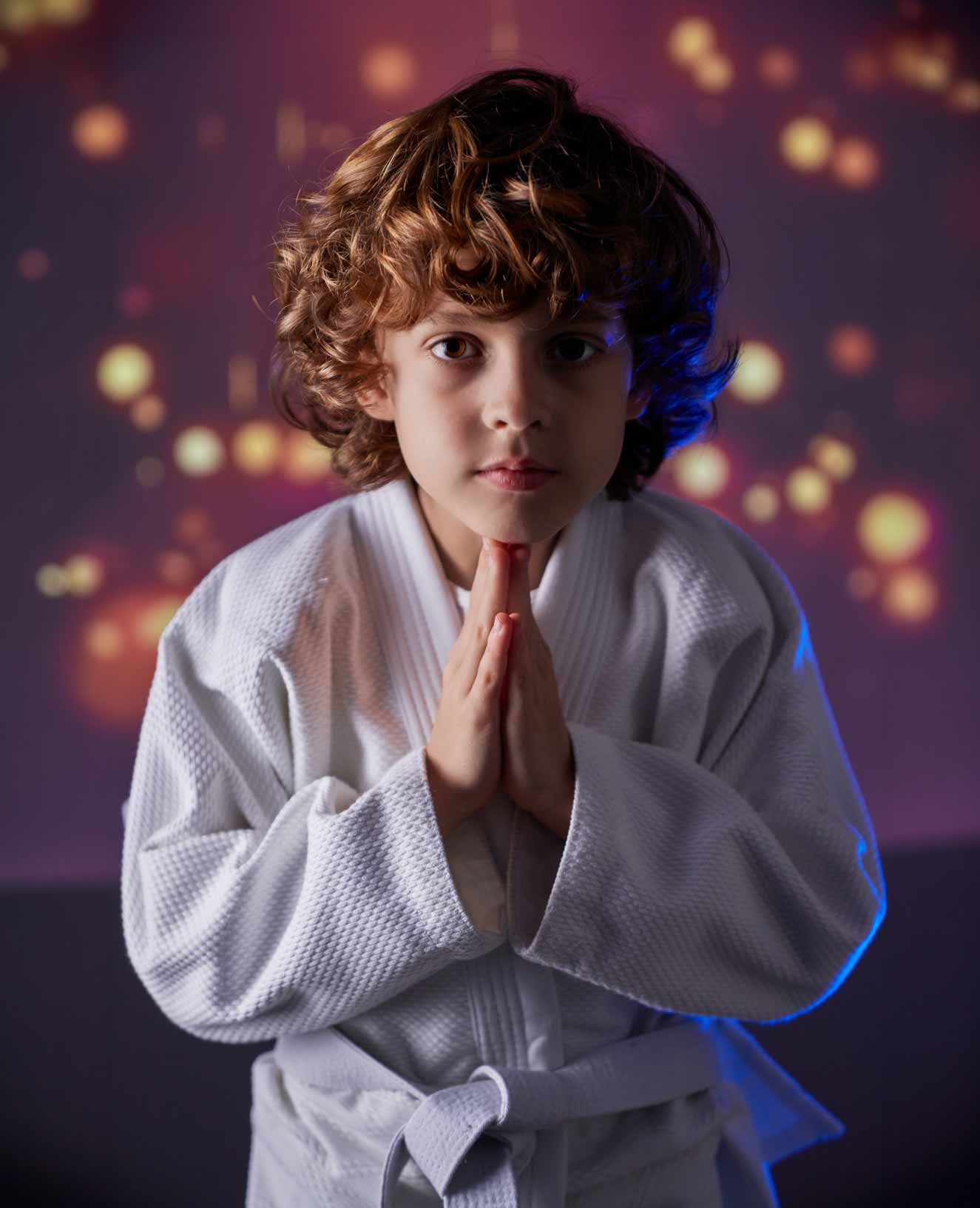 A child practising martial arts