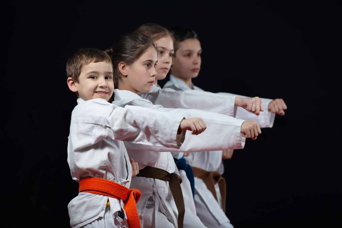 A young karateka in training